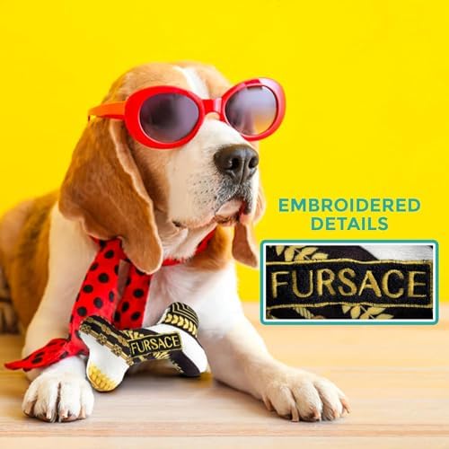 Haute Diggity Dog Fursace Bone Plush Dog Toy, Designer Parody Chew Toys