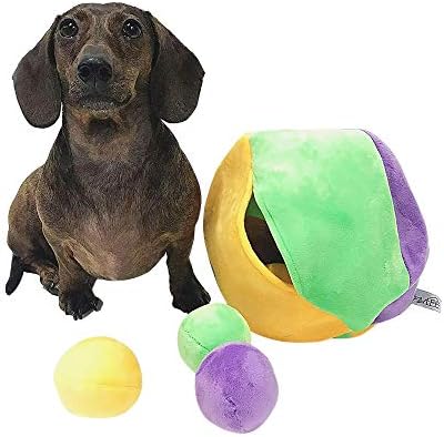 Midlee Hide a Ball Puzzle Dog Toy with 10 Plush Squeaker Balls (Small)