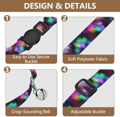 Colorful Galaxy Watercolor Adjustable Buckle Cat Collar 2 Pack Collar for Kitten