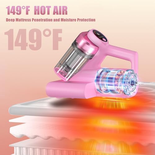 Teant Mattress Bed Vacuum Cleaner, 16 kPa Suction & 253.7nm UV-C, MV-Pink