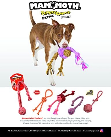 Mammoth Pet Products 43725400: Extra Flossy Webbing Ball w/Fling Handle Dog Toy, 16In