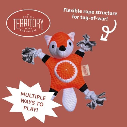 Territory 2 in 1 No Stuffing Removable Fetch Ball Tug Dog Toy for Small Medium Large Dogs, Fox