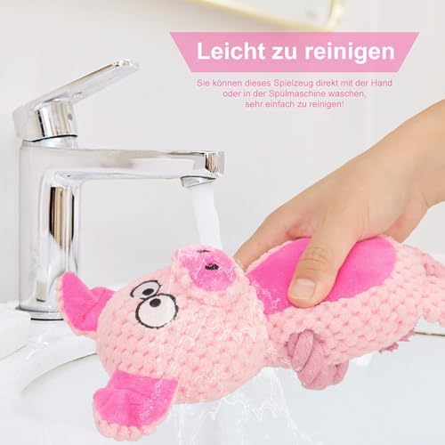 Dog Toys, Dog Squeaker Toys with Crinkle Paper (Pink Pig)