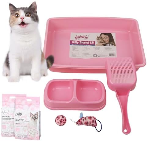 PAWISE Tofu Cat Litter 2 Pack and PAWISE Small Cat Litter Box