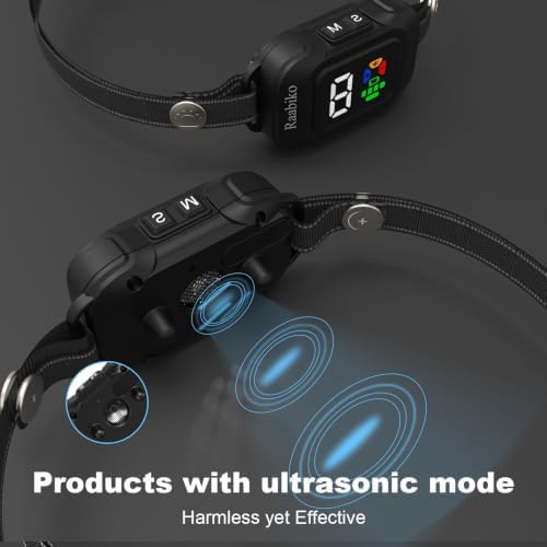 No Shock Ultrasonic Dog Bark Collar, 6 Modes 7 Sensitivity, Type-C Rechargeable Anti Barking Collar for Small Medium Large Dogs, Black