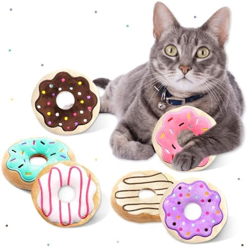 CiyvoLyeen Plush Donut Catnip Toys for Indoor Cats 6 Pack