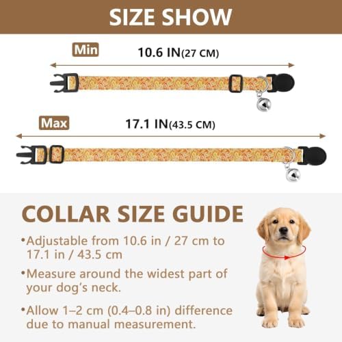 Swirl Marble Orange Cat Collar Breakaway with Bell 2 Pack Pet Collars Adjustable Length 10.6" to 17.1"