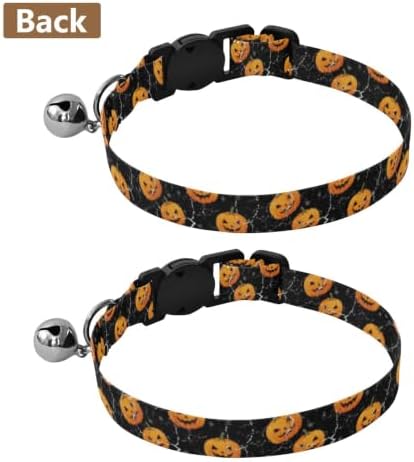 Lantern Pumpkins Soft Polyester Pet Collar, 2 Pack Puppy Collar with Bell