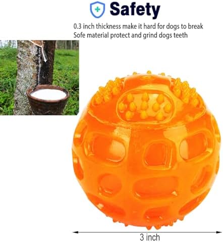 ACEONE Dog Squeaky Ball, Pet Squeak Chew Bouncy Rubber Toy Balls for Small Large Dogs Indestructible Exercise Training Playing