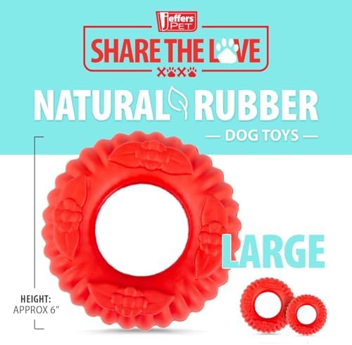 Jeffers Pet Natural Rubber Dog Chew Toy – Red Virgo, Large - Vanilla Scent, Durable, Non-Toxic, Dishwasher Safe, Interactive Fetch & Tug Toy - Perfect for Training Medium Chewers