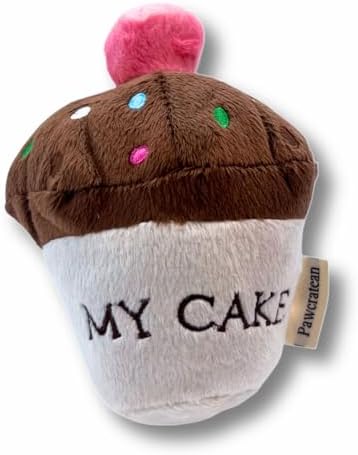 7" Squeaky Plush Toy for Puppies Small Dogs Self Etertainment Washable Soft Made [PET ONLY] (Cupcake)