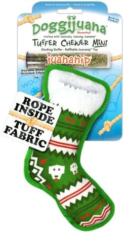 Doggijuana Tuffer Chewer Dog Toy, Stocking Stuffer | Holiday Plush, Squeaky