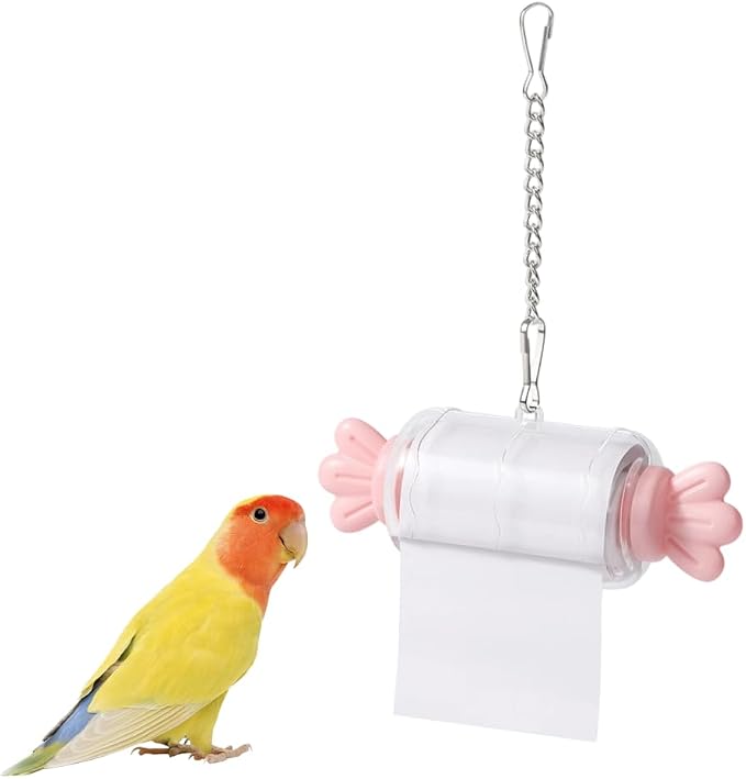 Bird Shredding Toys, Parrot Rolling Paper Play Toy with Hanging Chain, Interactive Chewing Accessory for Parakeet Cockatiel & Medium Parrot Cage Use