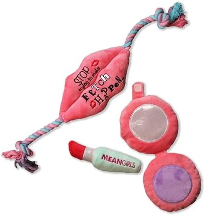 Mean Girls, Interactive Toy Bundle for Dogs, Squeaky Makeup Kit Dog Toy Set