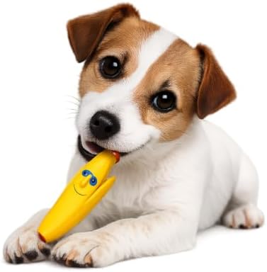 WantChew Latex Dog Squeaky Chew Toy, Peeled Banana