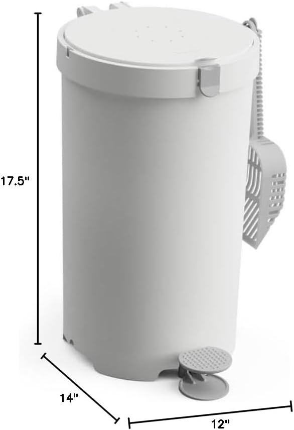 Modkat Litter Keeper, Cat Litter Disposal, Scoop, Filters & Bags, White | Odor-sealing litter disposal includes a scoop, charcoal filters and recycled waste bags
