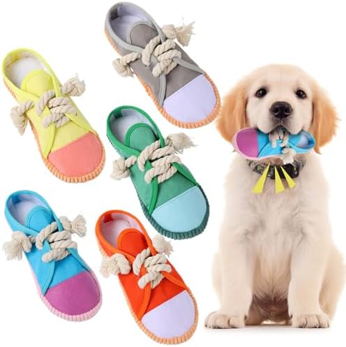 Gemscream 5 Pack Ocean Dog Toys Shoes Plush Rope Interactive Tug