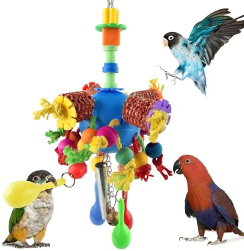 KATUMO Parrot Toys, Parakeet Foraging Shredder Hanging Toys Bird Ball Treats for Conure Mini Macaw Cockatiel Lovebird Small-Medium Birds
