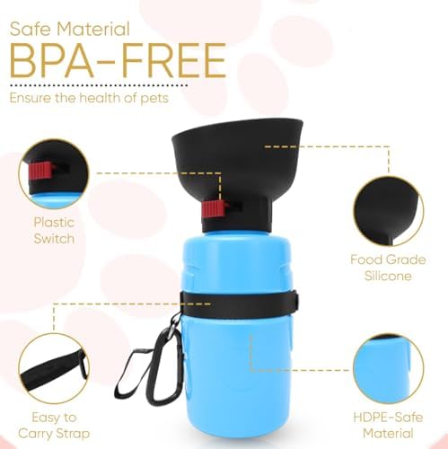 Portable Dog Water Bottle Dispenser, 21OZ / 600ML Large Dog Travel Water Bottle Squeeze Pet for Walking On The Go, Dog Hiking Accessories for Outdoor Walking, Hiking, Travel