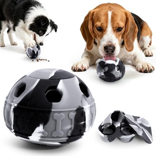 IFOYO Frozen Treat Dog Toy Ball for Small to Medium Dogs Silicone Enrichment Dog Toys to Keep Them Busy Reduce Anxiety Puzzle Treat Dispensing Dog Toy for Slow Food Training (Camouflage Black)