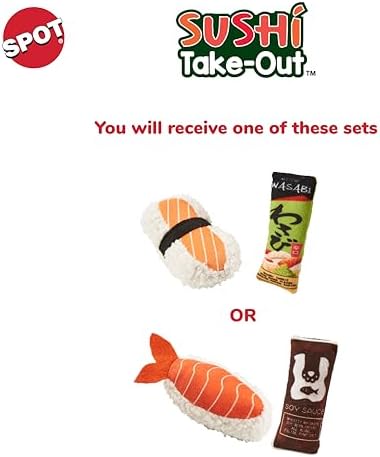 SPOT Sushi Take-Out- Cat Plush Toys with Catnip & Silverine Blend, Cute and Funny Toys for Indoor Cats & Kittens, Perfect for Batting and Chasing - 4 inch, Assorted 2-Pack, Styles May Vary
