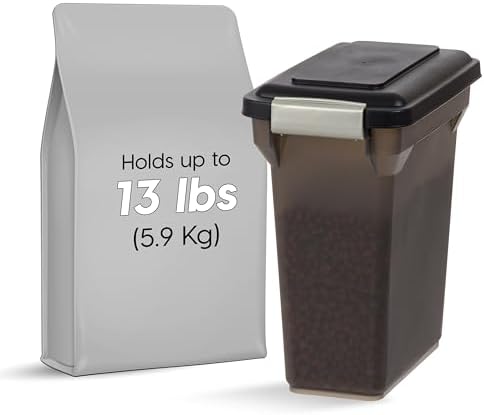 IRIS USA Dog Food Storage Container, Up to 13 lbs, Smoke, Made in USA