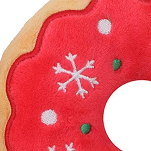 Dog Squeaky Toy Interactive Train Supplies Cloth Reduces Destructive Suitable for Small Medium Large Dog Pets, Red Donut