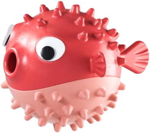 Dog Balls with Bell Sound, Interactive Dog Toys,Treat Dispensing Dog Toys, cat Toys Balls，Rubber Elastic Ball Toys for Small Medium Large Cat and Small Dogs (Red)