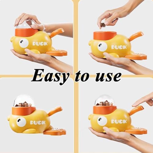 Duck Cat Treat Dispenser, Little Yellow Duck Cat Feeder Toy, Interactive Dog Treat Dispenser Toy, Pet Puzzle Slow Feeder for Healthier Eating, Mental Stimulation & IQ Training (White)