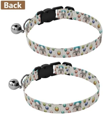 Easter Bunny Eggs Bell Collar for Small Dogs 2 Pack Kitten Collars Adjustable 10.6 to 17.1 Inches