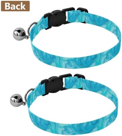 Marble Swirls Blue Turquoise Puppy Collar 2 Pack Comfortable Cat Collar Adjustable Length 10.6" to 17.1"