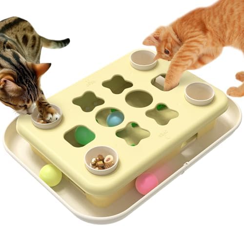 KADTC 3-in-1 Cat Puzzle Toy, Peek-and-Play Box, Track Balls for Indoor Cats