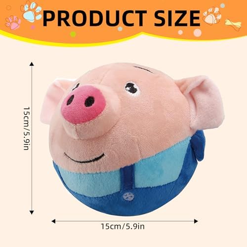 Jiexily Active Moving Pet Plush Toy, 2025 New Squeaky Moving Dog Ball Toy Interactive Puppy Toys, Rechargeable Cartoon Plush Bounce Talking Toys to Keep Them Busy (Tiger)