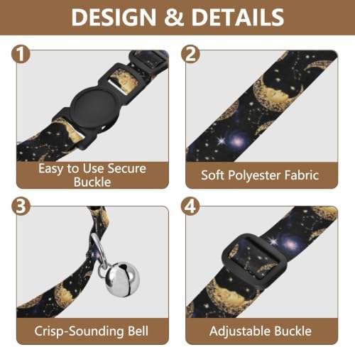 Moon Galaxy Cat Collar 2 Pack Comfortable Cat Collar Adjustable 10.6 to 17.1 Inches