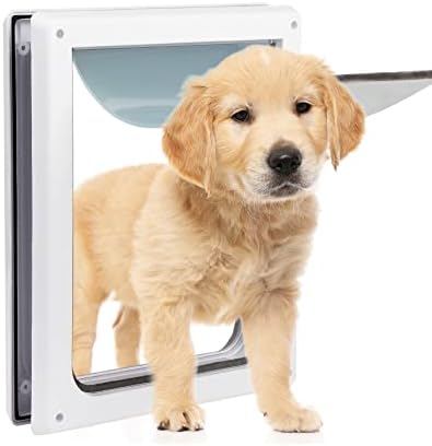 Pet Flap Door 2 Ways Locking Dog Wall Entry Pet Door with Transparent Flap for Dogs (Medium)