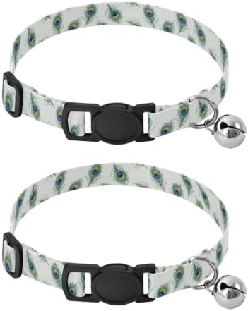 2 Pack Cat Collar Peacocks with Bell, Adjustable 10.6 to 17.1 Inches