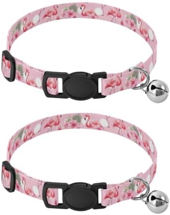 Cute Flamingos Easy to Wear Cat Collar 2 Pack Pet Collars for Cats