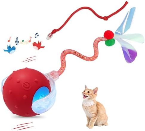 Interactive Cat Ball Toy, Motion Activated Electric Rechargeable Cat Toy