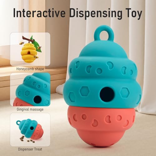Dog Treat Toys for Medium Small Dogs, Silicone Dog Toy Treat Dispenser Slow Feeder Interactive Toys for Boredom, Enrichment Pet Toys Dispensing -Keep Them Busy- Outdoor with Buckle 1 Pack Orange