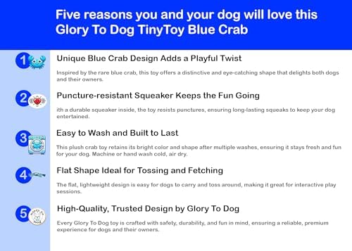 Glory To Dog TinyToy Blue Crab Plush Small Breed Dog Toy