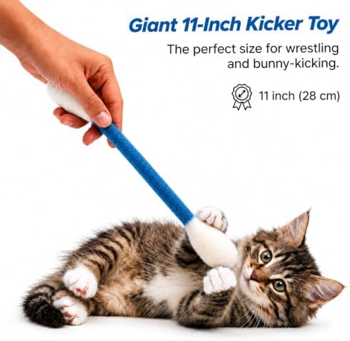 Glaciart One XXL Swabs Cat Toys with Catnip - 2 Pk | Durable for Chew, Cute Cat Toys Interactive Kitty for Boredom, Exercise, & Play | Filled w/Organic Catnip for Anxiety & as Digestive Aid