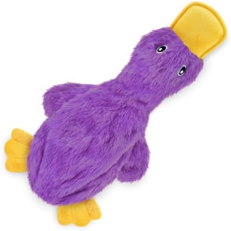 Squeaky Duck Dog Toy, No Stuffing Crinkle Plush Dog Toys for Small Medium Large Dogs, Interactive Durable Chew Toy for Puppies, (Crinkle Duck (Purple))
