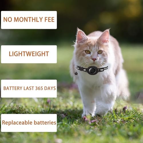 Cat Tracker GPS Collar for Cats (Only iOS) Electronic Pet Locator for iOS Waterproof Apple Find My Compatible No Monthly Fee Small to Large Cats Tracking Smart Collar Advanced Pet Tracking Solution
