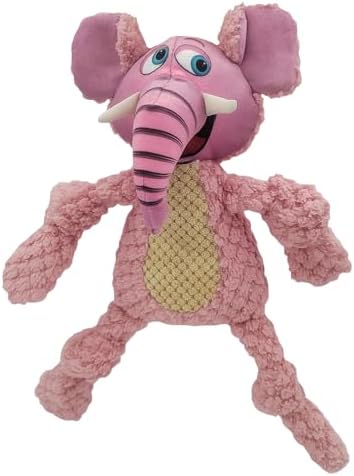 Happy Tails 13" Woolie Elephant Dog Toy for Medium to Large Dogs - Durable Polyester with Squeaky Sound and Reinforced Stitching for Interactive Play and Chewing