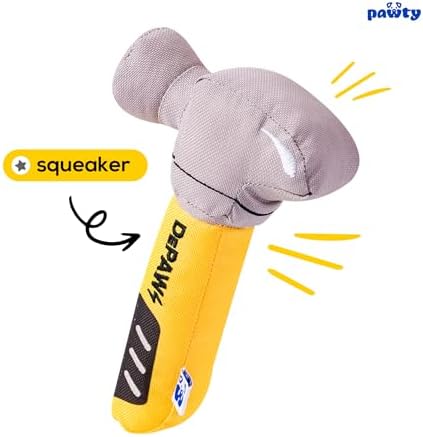 PAWTY Hammer Dog Toy - Interactive Plush Squeaky Hammer Toy with Squeaker - Funny Parody Tool Kit Enrichment Toy for Small Medium Dogs - Gift for Pup Birthday