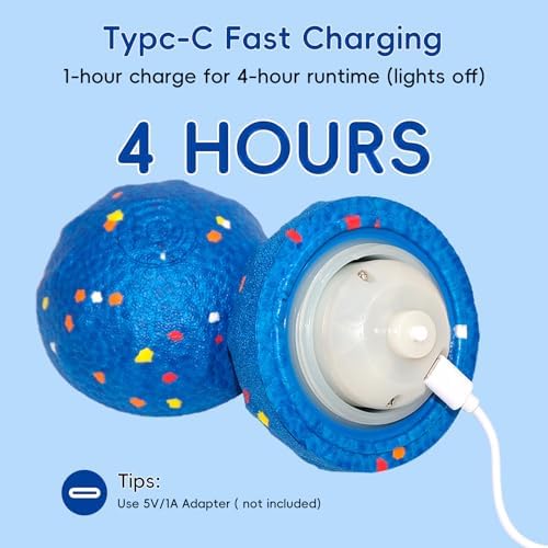 Angelle Auto-Rolling Dog Ball: Interactive Smart Toy for Boredom Relief, Chew-Proof & IP54 Waterproof, Active Moving/Rotating Ball for All Dogs, USB Rechargeable (Great for Indoor/Outdoor Play),Blue