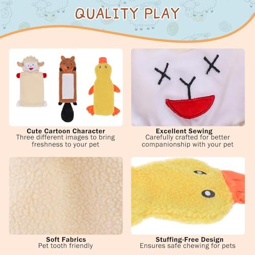 SCENEREAL Fall Thanksgiving Stuffless Dog Squeaky Toys for Medium Large Dogs, 3 Pack Holiday Halloween Pet Crinkle Toy with Squeaker for Puppy Chew, Interactive Dog Plush Toys Gift for Boy Girl