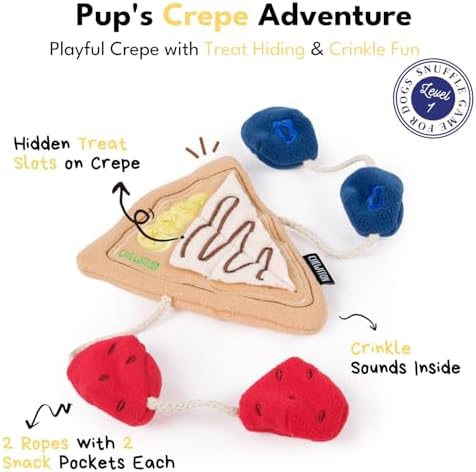 CHEWFFON Crepe Snuffle Dog Toy, Interactive Play with Treat Pockets