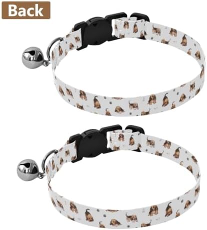 Cute Dogs Paw Prints White Pet Collar 2 Pack for Cats Adjustable 10.6 to 17.1 Inches