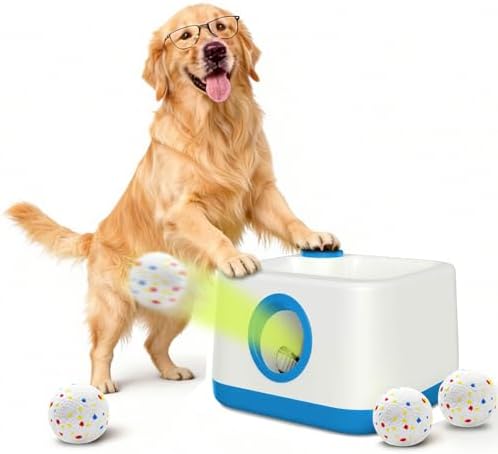 Automatic Dog Ball Launcher, Auto/Manual Paw-Activated Dog Ball Thrower